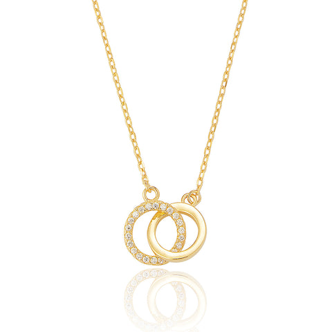 Gold plate 2 Interlocking circles necklace