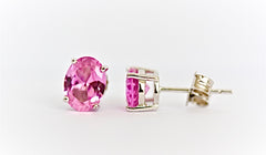 Pink Gemstone Large or Small Oval Stud Earrings