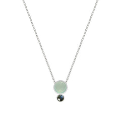 Two Round Stones Silver Necklaces