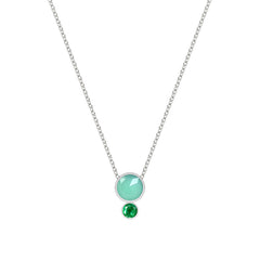 Two Round Stones Silver Necklaces