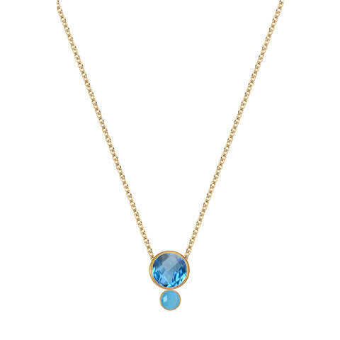 Two Round Stones Gold Necklace