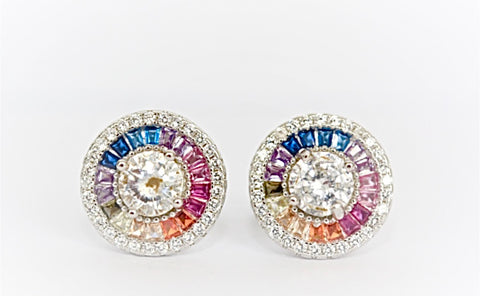 Multi-Coloured Gemstone Stud Earrings