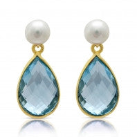 Pearl and Aquamarine Earrings
