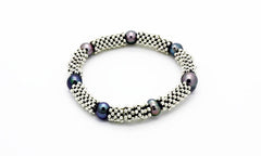 "Links" style Silver and Pearl "Serpent"and "Snake" Bracelet