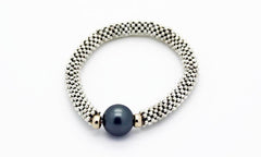 "Links" style Silver and Pearl "Serpent"and "Snake" Bracelet
