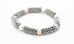 "Links" style Silver and Pearl "Serpent"and "Snake" Bracelet