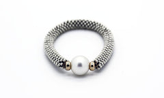 "Links" style Silver and Pearl "Serpent"and "Snake" Bracelet