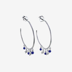 Blue Starry Gold or Silver Hoop Earrings