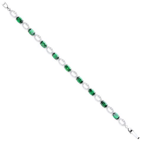 "Emerald and Diamond" Oval Cut Tennis Bracelet