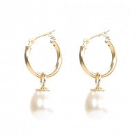 Detachable Gold or Silver Baroque Pearl Hoop Earrings