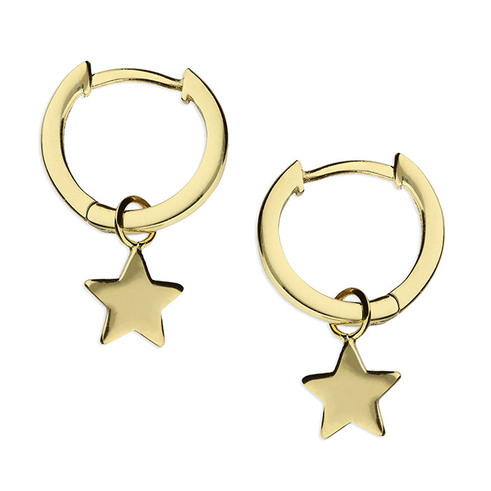Gold or Silver Huggie Earrings with Detachable Star