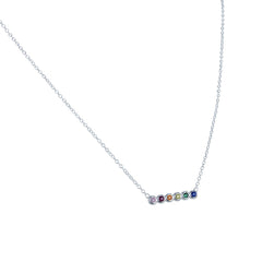 Multi Coloured Stone Silver Necklace