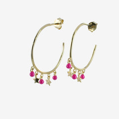 Pink Starry Hoop Earrings