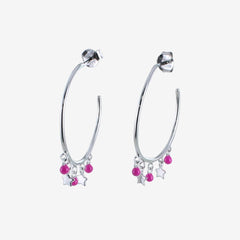 Pink Starry Hoop Earrings