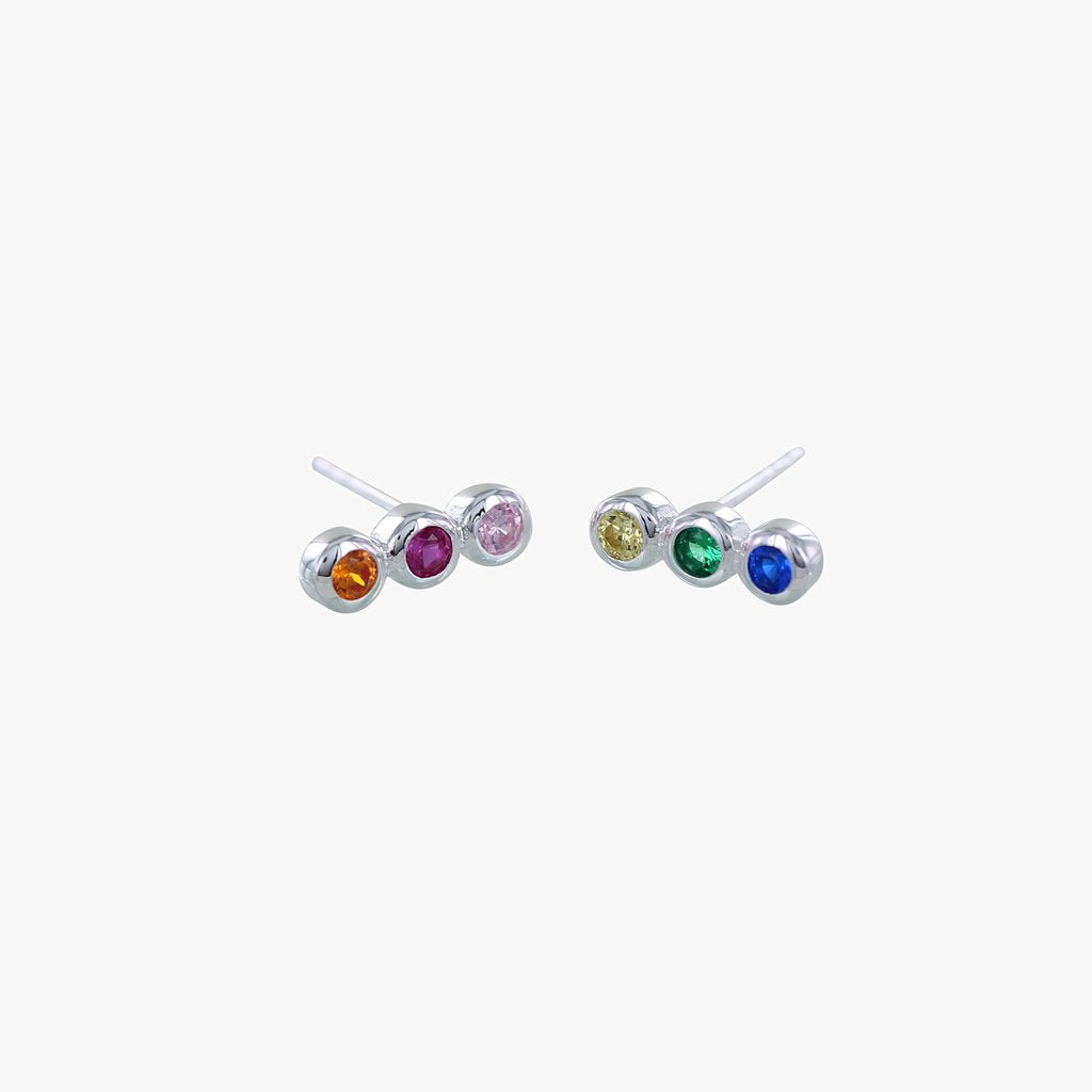 Rainbow 3 Stone Studs
