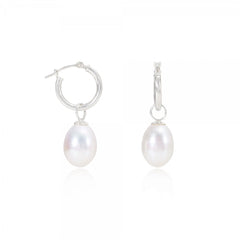 Detachable Gold or Silver Baroque Pearl Hoop Earrings