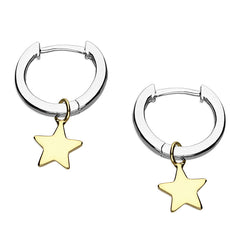 Gold or Silver Huggie Earrings with Detachable Star