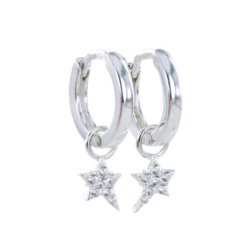 Detachable Silver Star Hoop Earrings