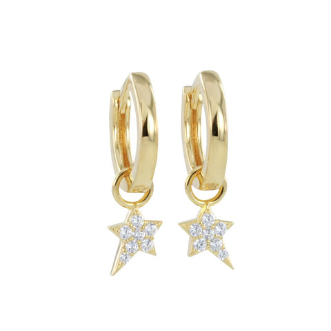 Detachable Gold Star Hoop Earrings