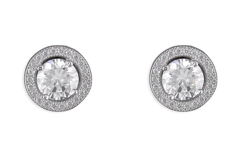 Small Halo "Diamond" Circle Earrings