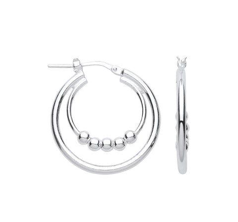 Silver Double Hoop with tiny balls earrings