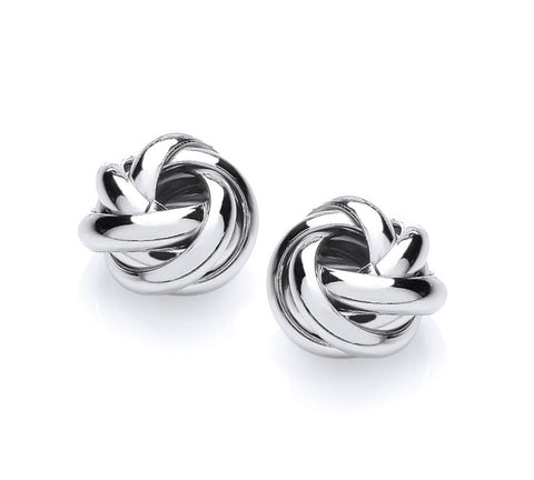 High Shine Silver Knot Earrings