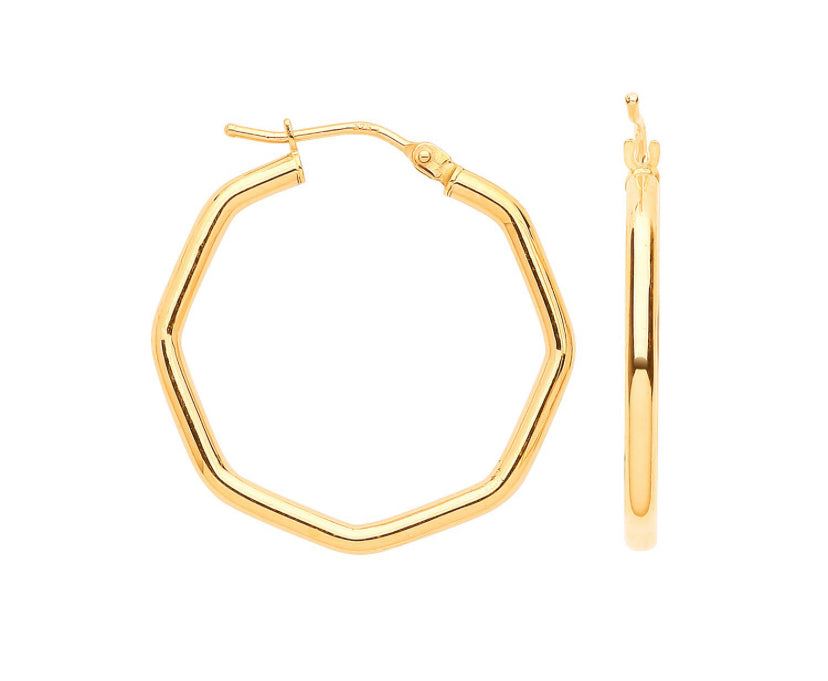 9ct Gold 20 & 26mm Octagon Hoops