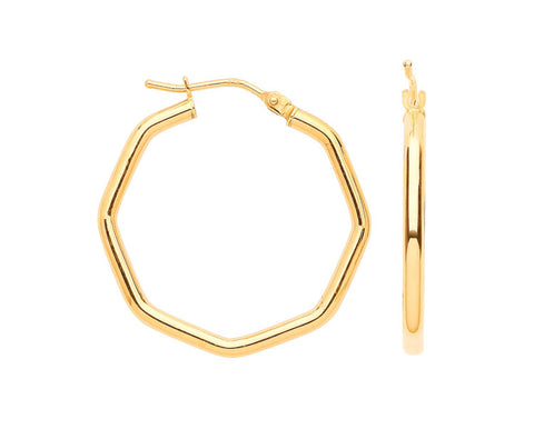 9ct Gold Octagon Hoops