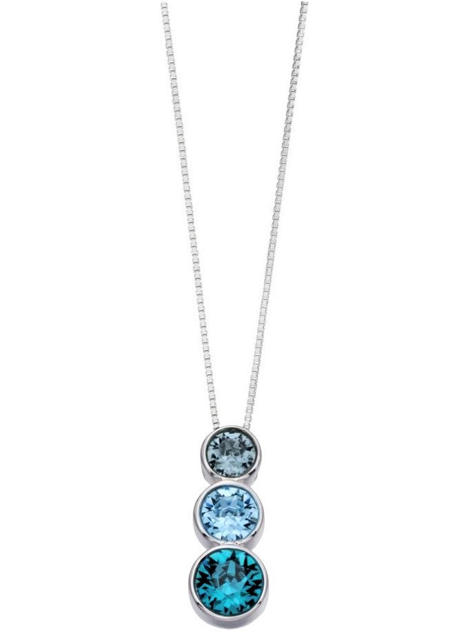 Triple Rubover Blue Swarovski Stones Pendant