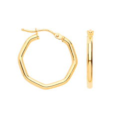 9ct Gold 20 & 26mm Octagon Hoops