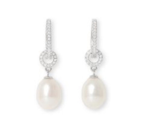 Stunning circle cz earrings with cultured freshwater pearls