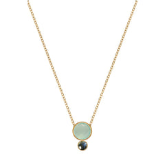 Two Round Stones Gold Necklace