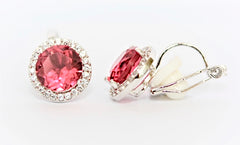 "Ruby and Diamond" Halo Clip On Earrings