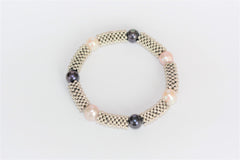 Navy, White and Pink Pearl Snake Bracelet