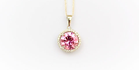 Pink "Diamond" Halo Pendant