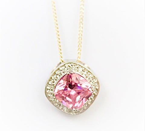 Pink "Diamond" Square Pendant