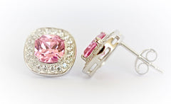 Square-Cut Pink "Diamond" Stud Earrings