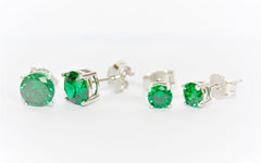 "Emerald" Large or Small Silver Stud Earrings