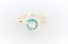 Blue Topaz Rubover Solitaire Ring