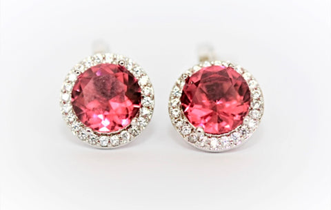 "Ruby and Diamond" Halo Clip On Earrings