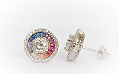 Multi-Coloured Gemstone Stud Earrings