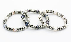 "Links" style Silver and Pearl "Serpent"and "Snake" Bracelet