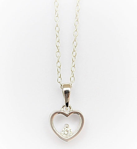 Tiny Heart with "Diamond" Necklace