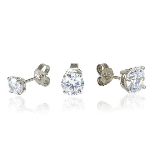 Silver  "Diamond" Studs