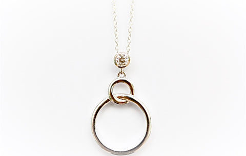 One "Diamond" Two Circles Necklace
