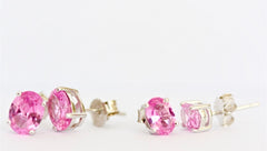 Pink Gemstone Large or Small Oval Stud Earrings