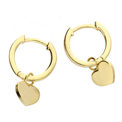 Small Gold or Silver Huggie Earrings with Detachable Heart