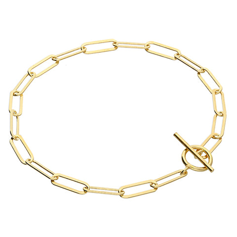 Gold Plate T-Bar Oval Bracelet