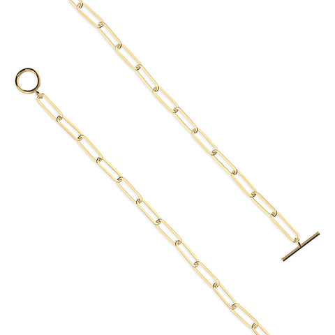 Gold Link Chain T-Bar Necklace