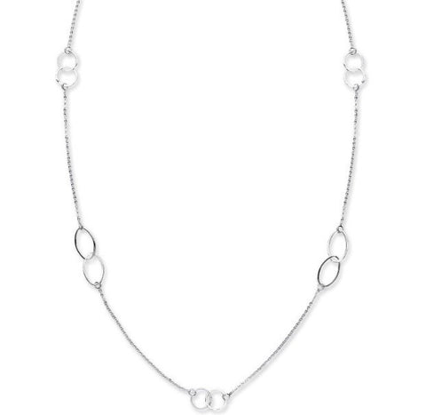 Long Fancy Silver Designer Style Necklace